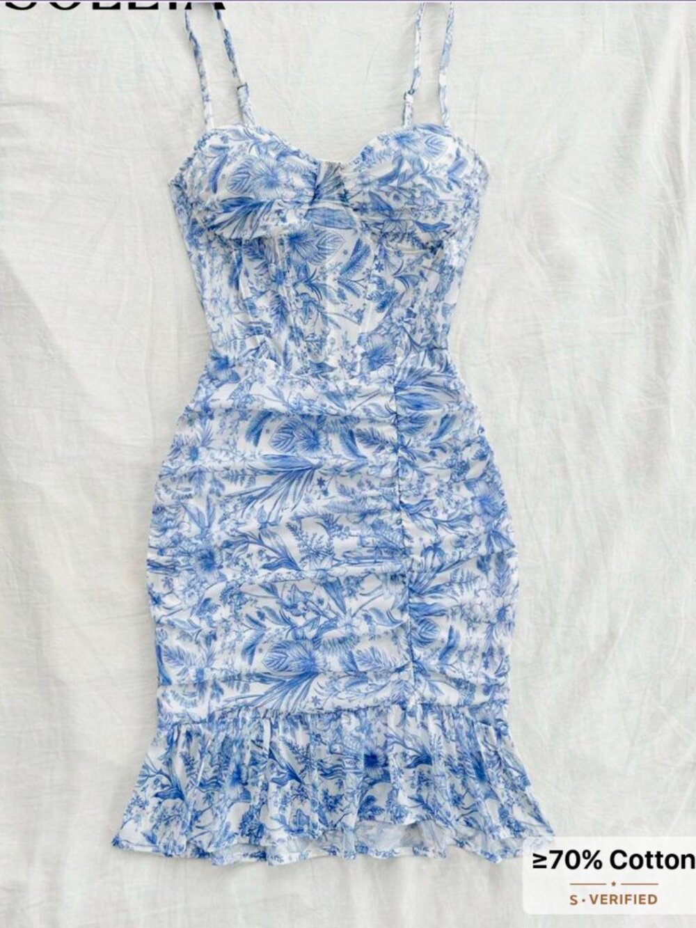 NWOT Blue Mesh Floral Bodycon Dress